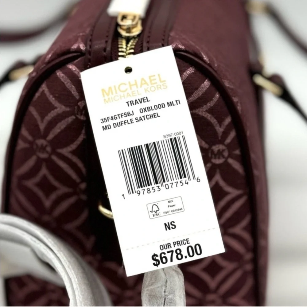 Michael Kors Medium Travel Duffle Satchel Bag Ox Blood Multi